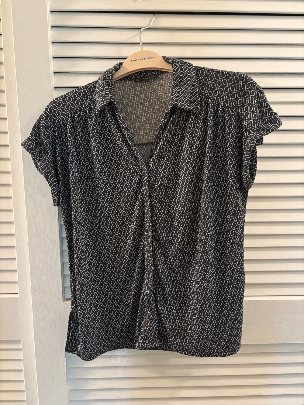 Women’s Dark Blue Geometric Button-Front Top by Adrianna Papell